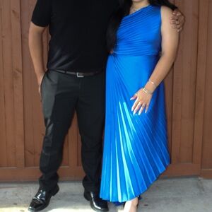 Fashion Nova Large One Shoulder Navy Dress